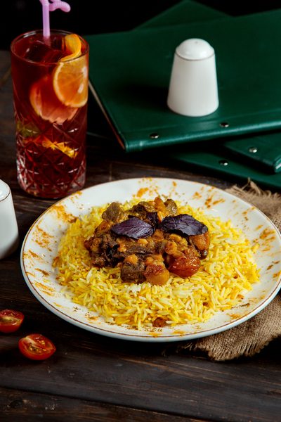 traditional rice with vegetables and juice traditional rice with vegetables and juice